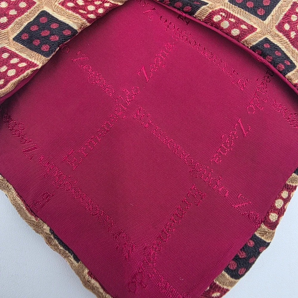 Ermenegildo Zegna Silk Tie Burgundy Gold Navy Geometric Diamond Made in Italy